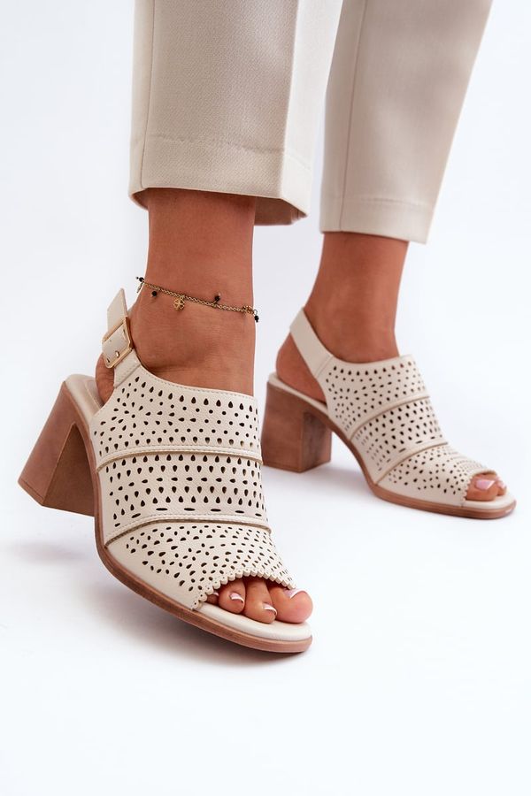 Kesi Openwork High Heeled Sandals Sergio Leone Light Beige