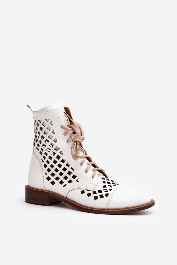 Zazoo Openwork Leather Boots Zazoo 2695 White