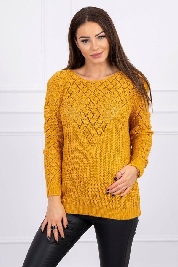 Kesi Openwork mustard sweater