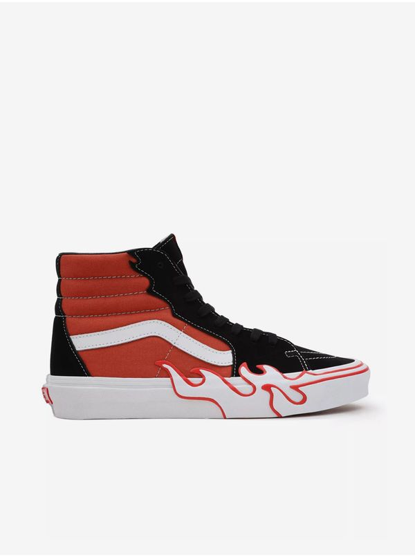 Vans Orange and Black Mens Sneakers VANS SK8-Hi Flame - Men