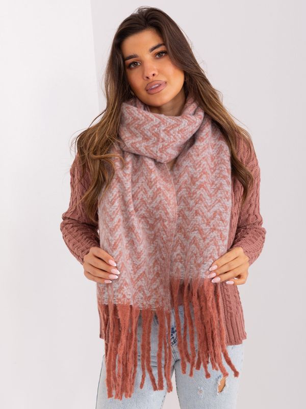 Fashionhunters Orange and light grey patterned scarf