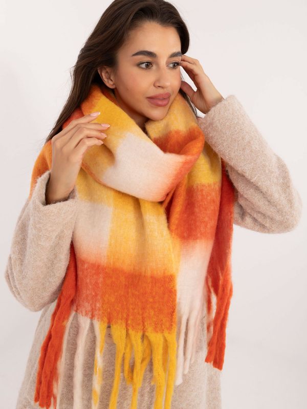 Fashionhunters Orange and yellow thick winter scarf