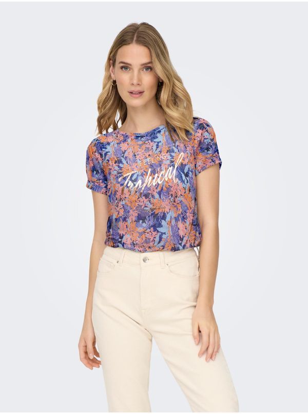 Only Orange-blue floral T-Shirt ONLY Rilla - Women