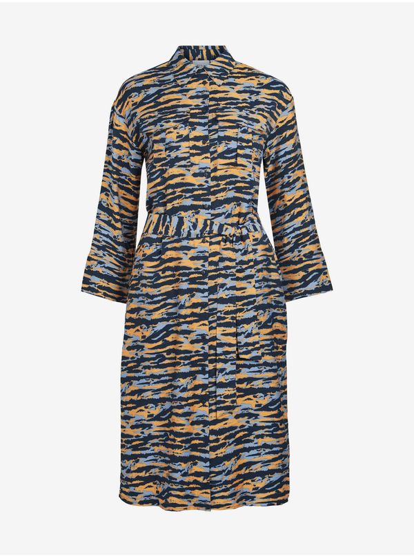 Vila Orange-blue lady patterned shirt dress VILA Cikki - Women