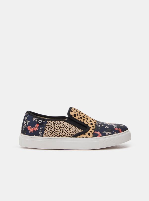 DESIGUAL Orange Blue Women Patterned Leather Slip-on Desigual Animal Patch - Women