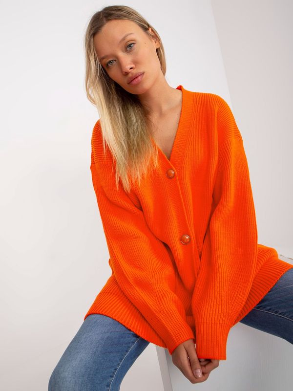 Fashionhunters Orange cardigan with decorative buttons RUE PARIS