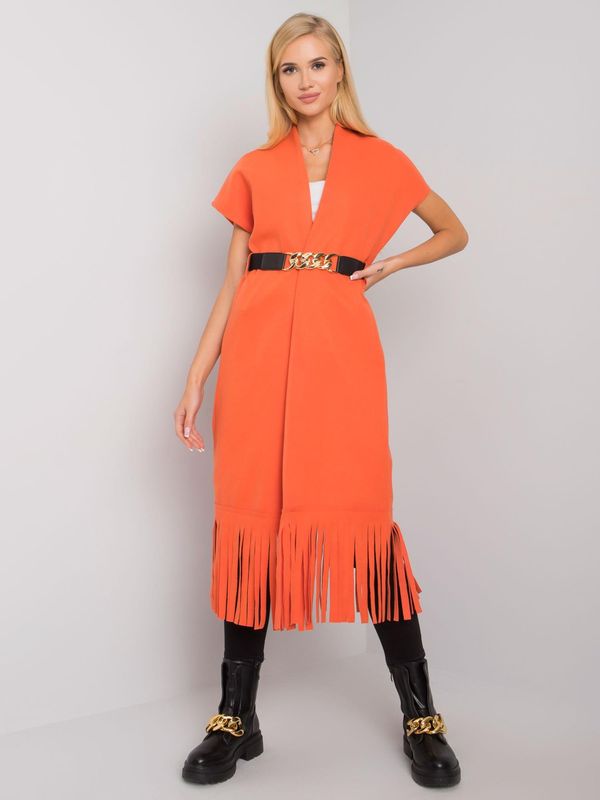 Fashionhunters Orange coat with ribbon