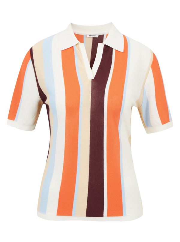 Orsay Orange-Cream Light Striped Short Sleeve Sweater ORSAY - Women
