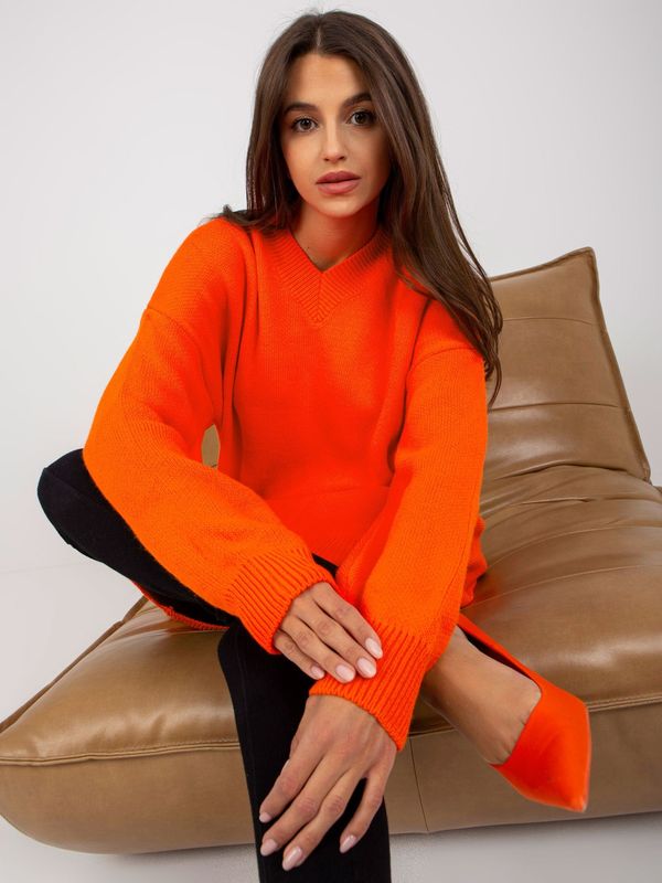 Fashionhunters Orange knitted oversize dress RUE PARIS