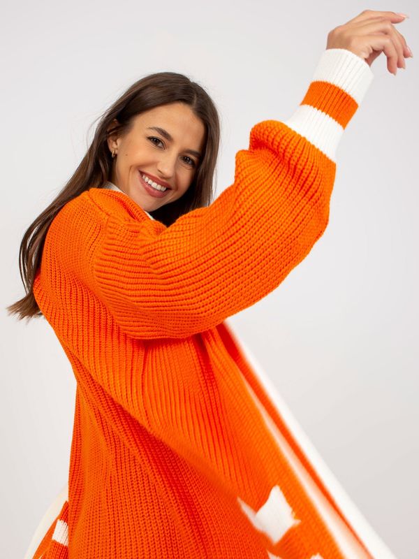 Fashionhunters Orange long cardigan with pockets RUE PARIS