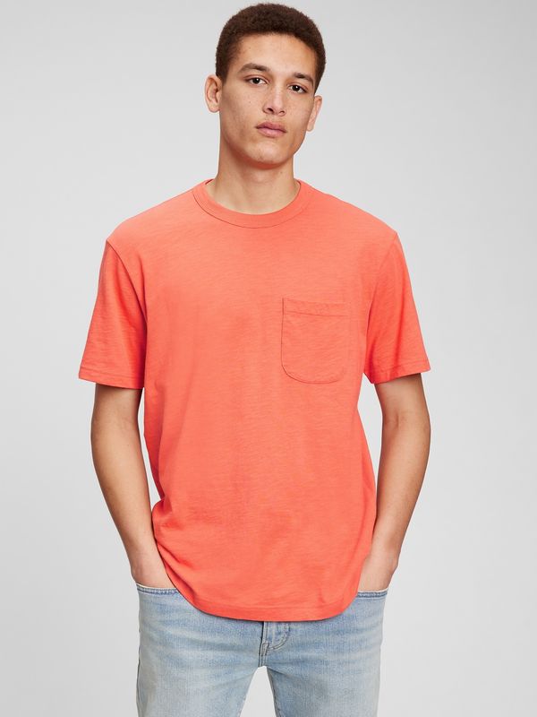 GAP Orange men's cotton T-shirt with pocket GAP