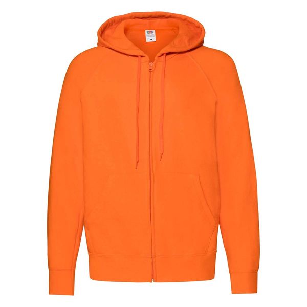 Fruit of the Loom Orange Men's Hoodie Lightweight Zip Thru Hooded Sweat Fruit of the Loom