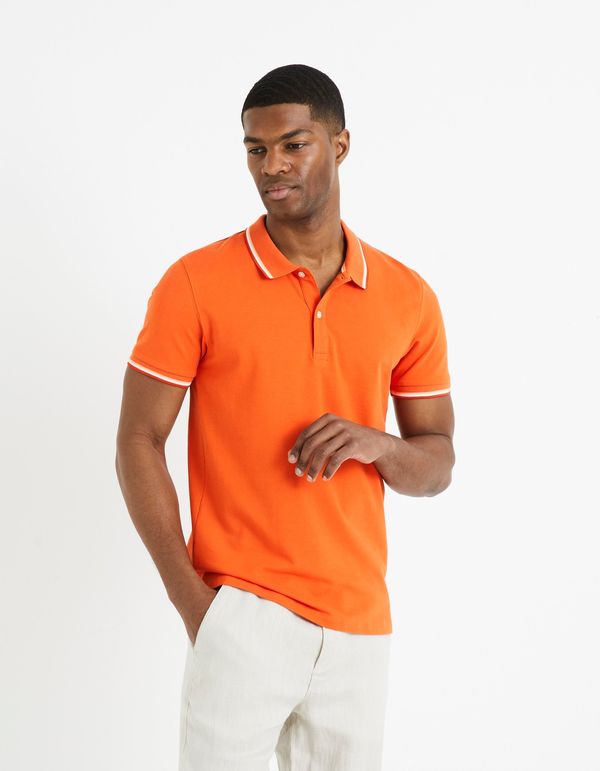 Celio Orange men's polo shirt Celio Decolrayeb