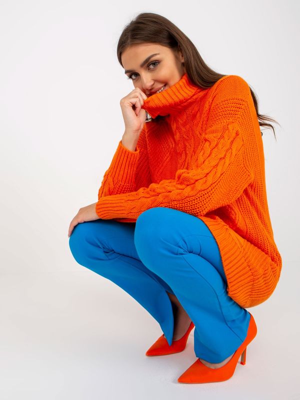 Fashionhunters Orange minidress RUE PARIS knitted braids