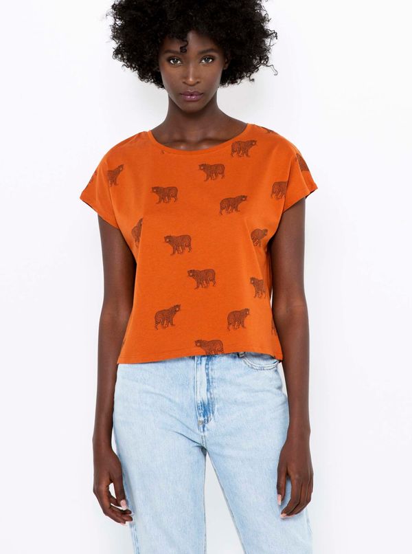 CAMAIEU Orange patterned T-shirt CAMAIEU - Women