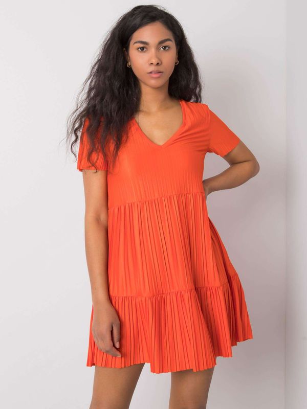 Fashionhunters Orange pleated dress Yazmin RUE PARIS
