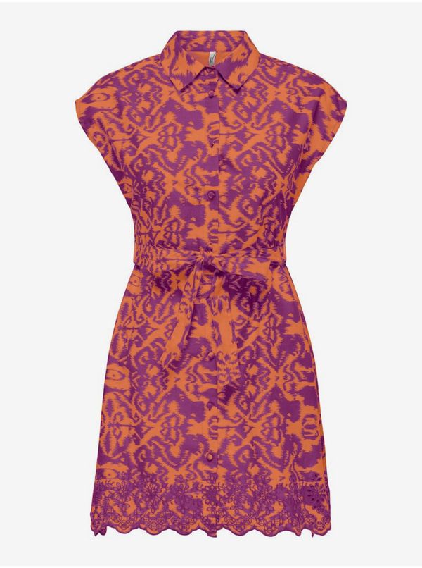 Only Orange-purple women's shirt patterned dress ONLY Lou