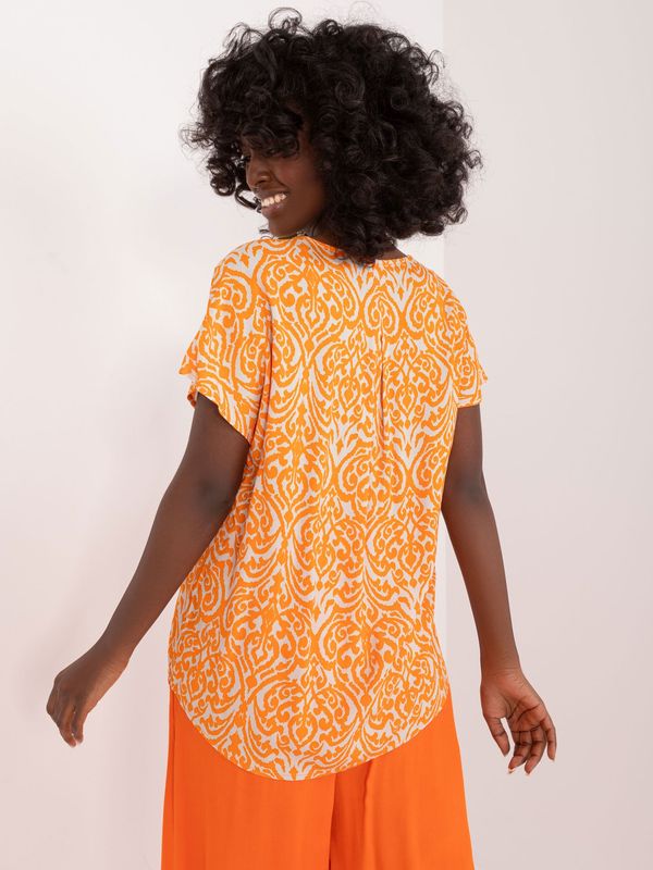 Fashionhunters Orange summer blouse with SUBLEVEL patterns