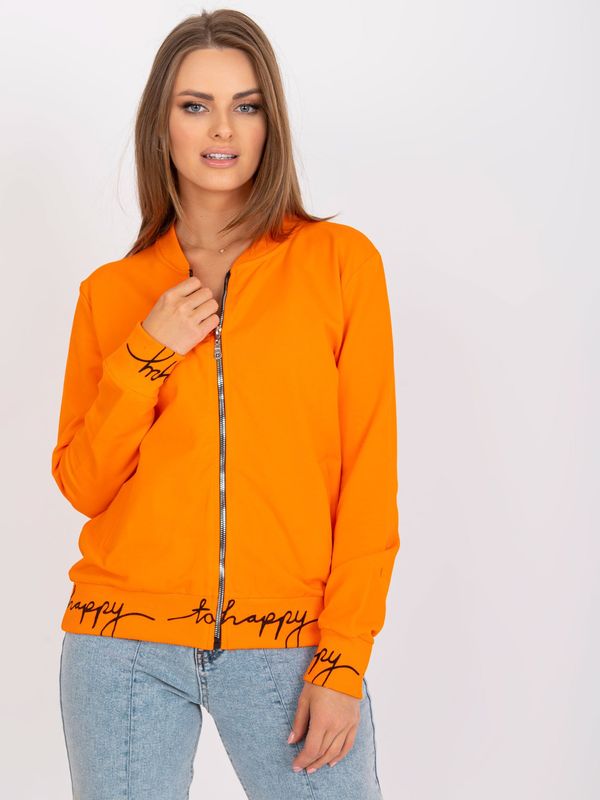 Fashionhunters Orange Women's Hoodie without Zipper