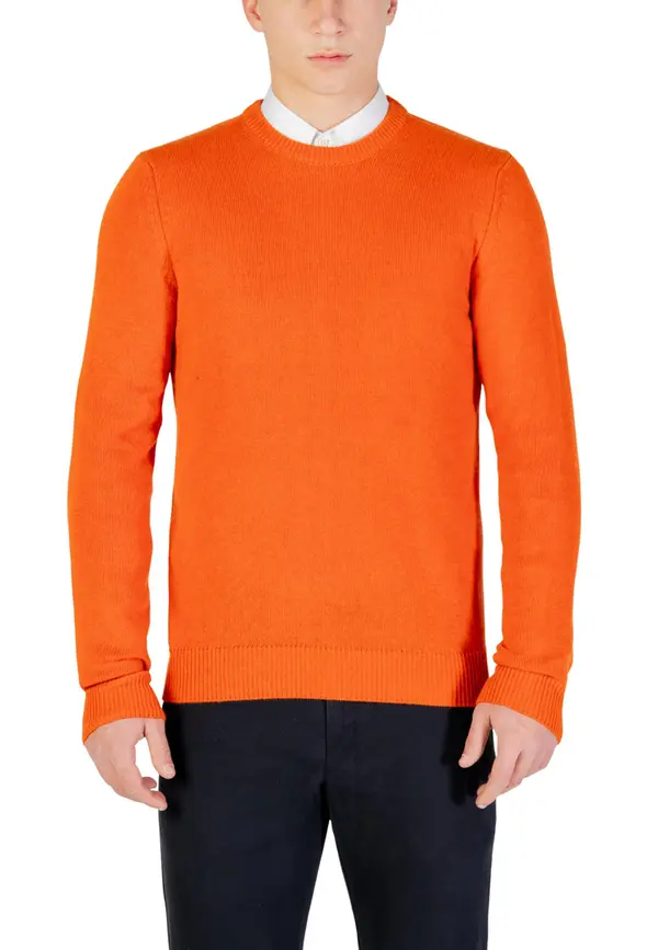 Yos Oranžen moški pulover z okroglim izrezom