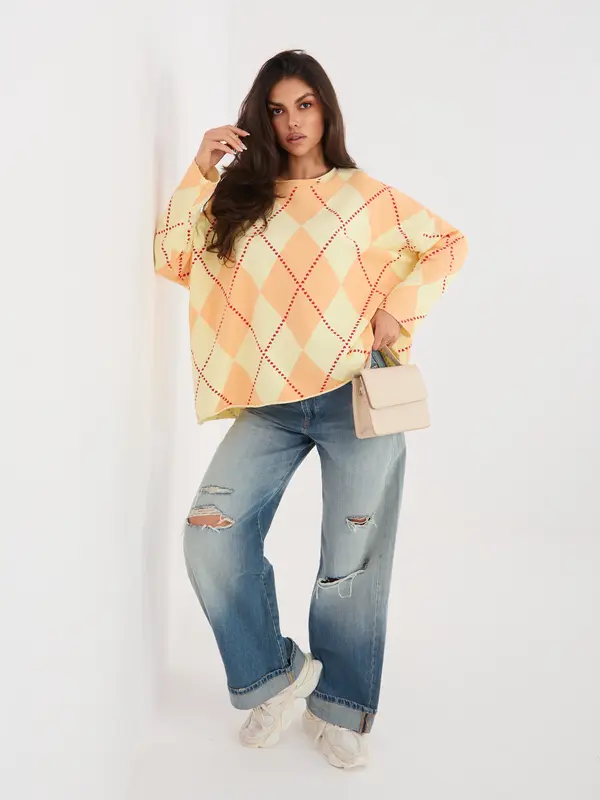 Factory Price Oranžen pulover z geometrijskim vzorcem