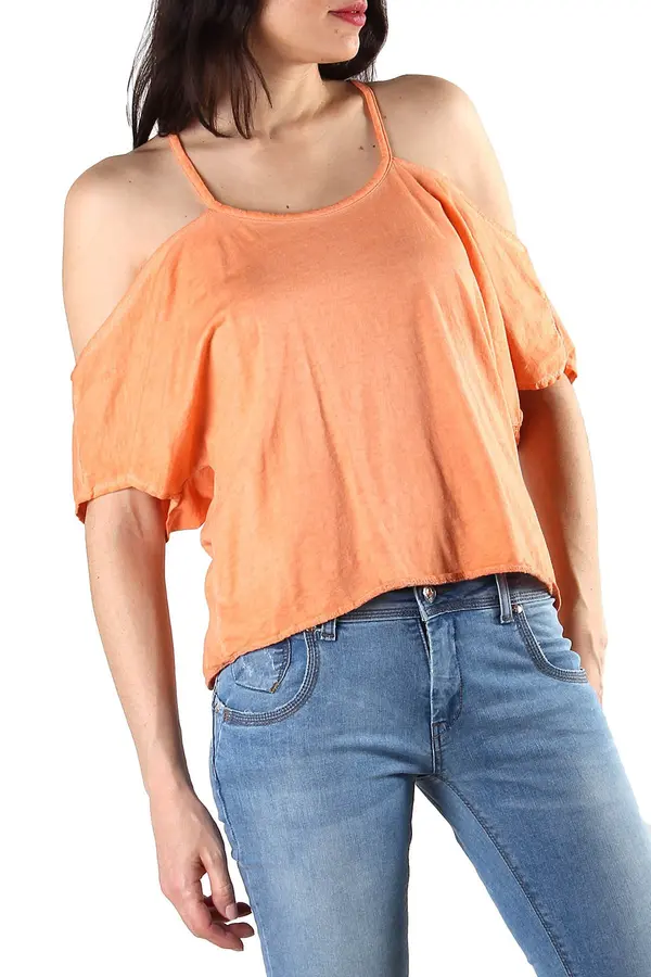 Sexy Woman Oranžen top z odprtimi rameni