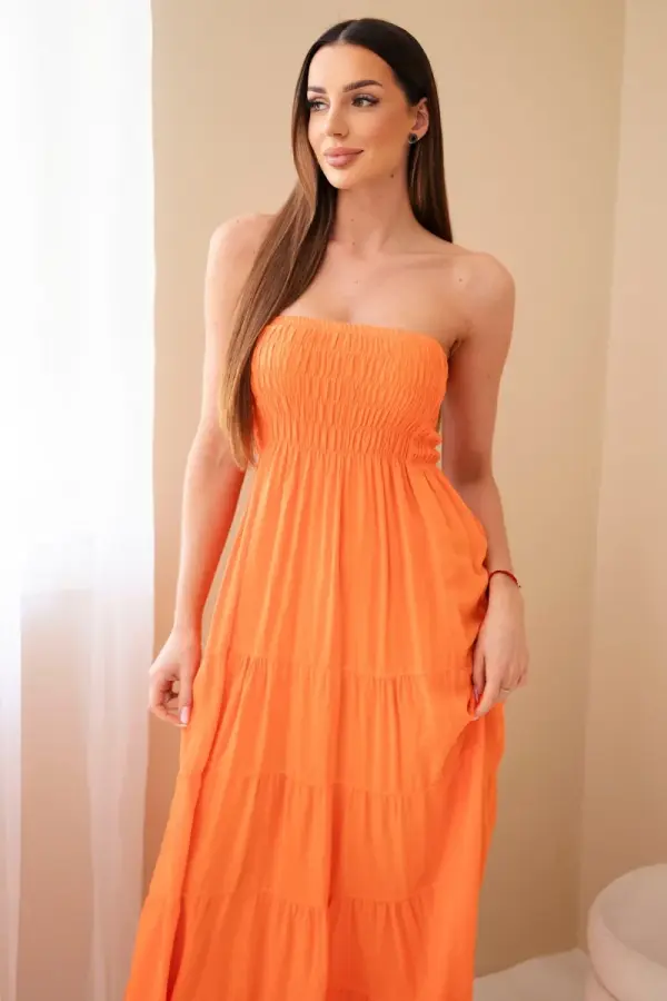 Kesi Włoski Oranžna dolga obleka iz viskoze Kesi