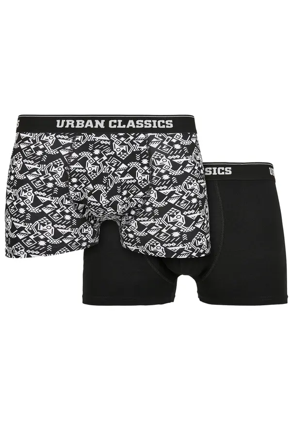 Urban Classics Organic Boxer Shorts 2-Pack Detail AOP+Black