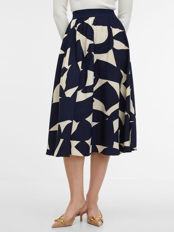 Orsay Orsay Beige-Blue Women's Patterned Satin Skirt - Women's