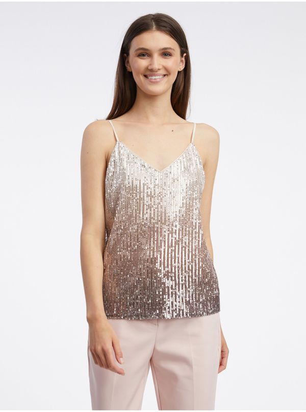 Orsay Orsay Beige Women Sequined Top - Women