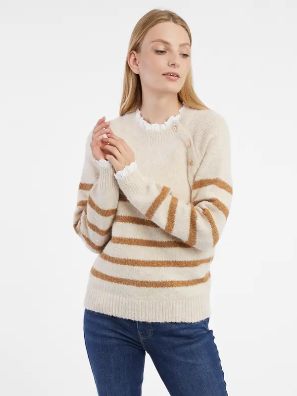 Orsay Orsay Beige Women's Striped Sweater - Women's