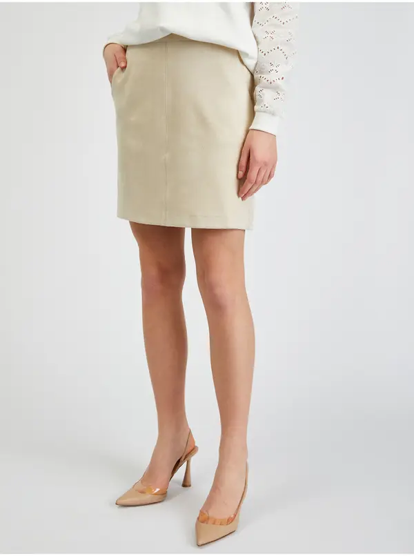 Orsay Orsay Beige Women's Suede Skirt - Women's