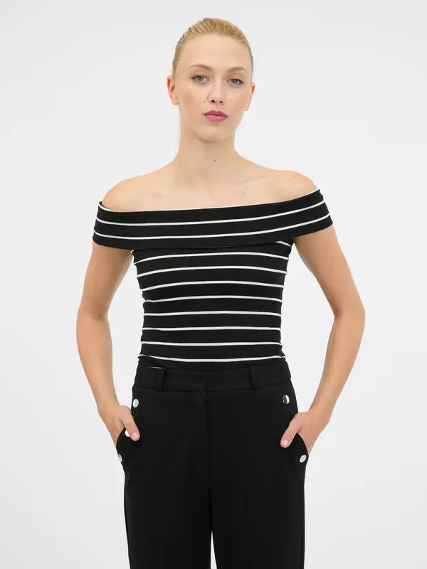 Orsay Orsay Black & White Women's Short Sleeve T-Shirt - Women's