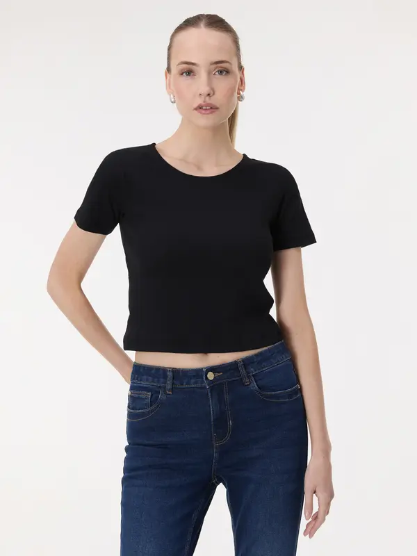 Orsay Orsay Black Women's Crop T-Shirt - Women's