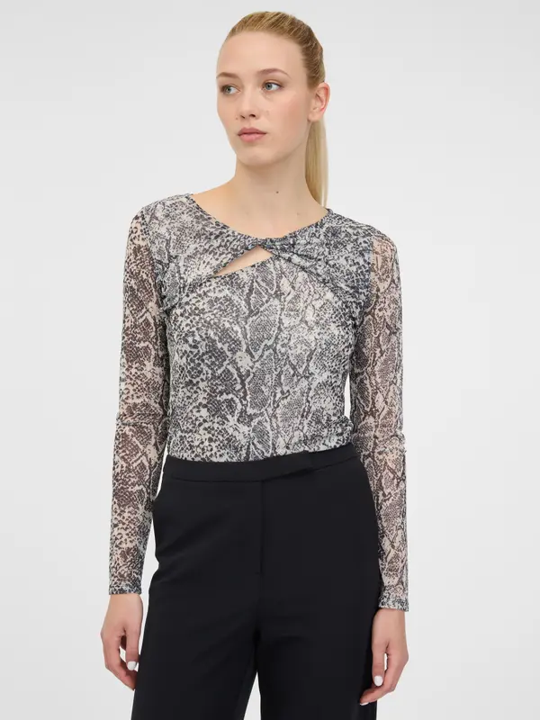 Orsay Orsay Black Women's Patterned Long Sleeve T-Shirt - Women's