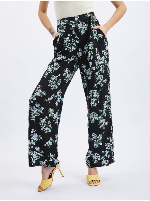 Orsay Orsay Blue-Black Women Floral Wide Pants - Women