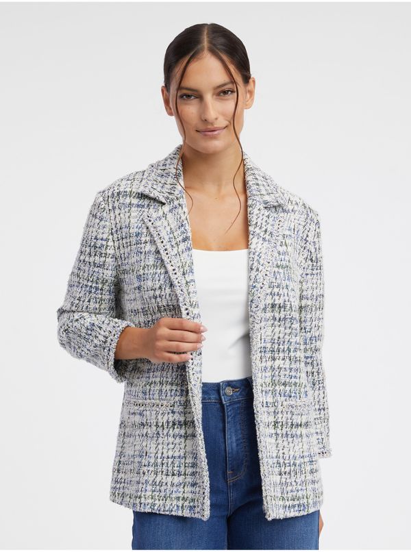 Orsay Orsay Blue-cream ladies tweed jacket - Ladies