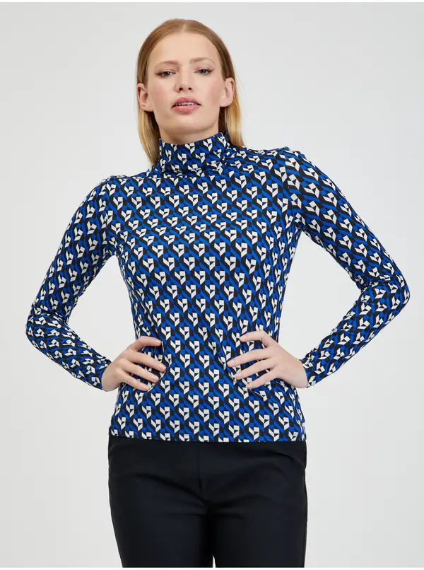 Orsay Orsay Blue Women's Patterned Turtleneck - Women's