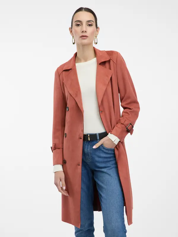 Orsay Orsay Brick Suede Trench Coat - Women