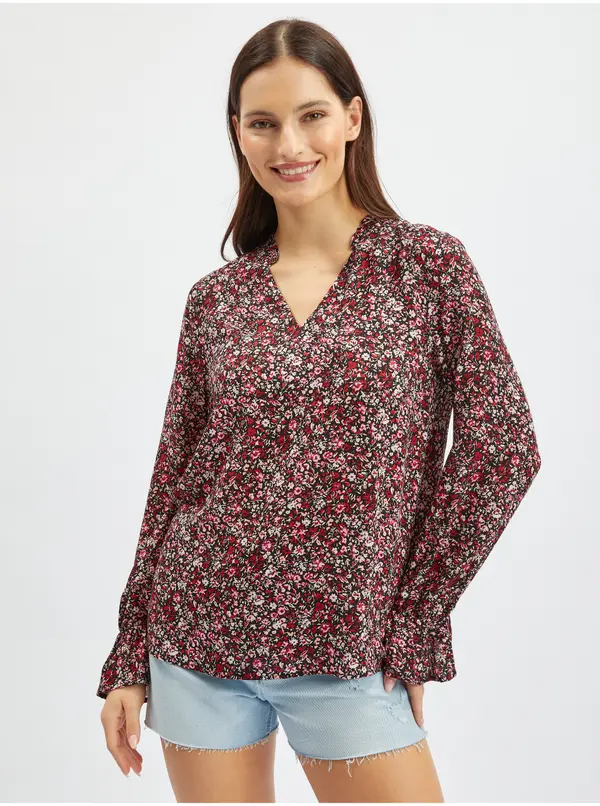 Orsay Orsay Burgundy Women's Floral Blouse - Women's