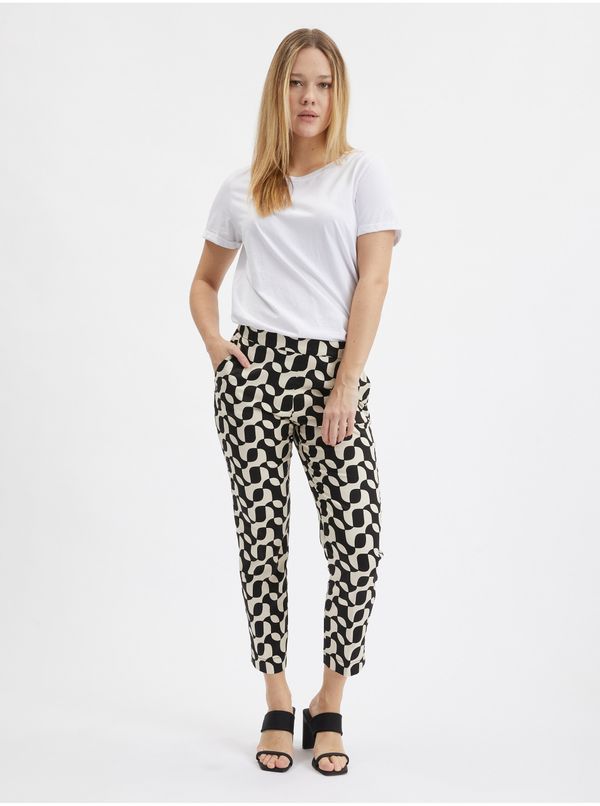 Orsay Orsay Cream-Black Women Patterned Trousers - Women