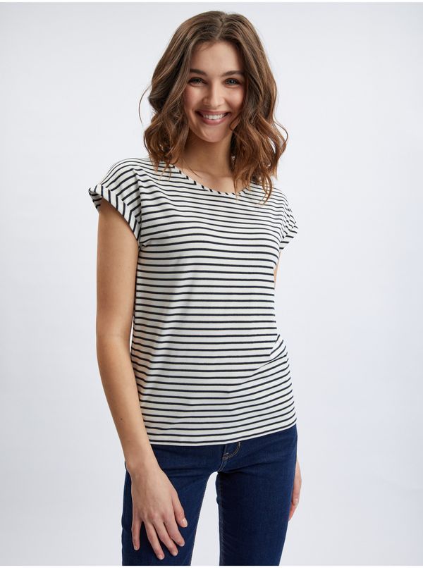 Orsay Orsay Cream-Blue Women Striped T-Shirt - Women