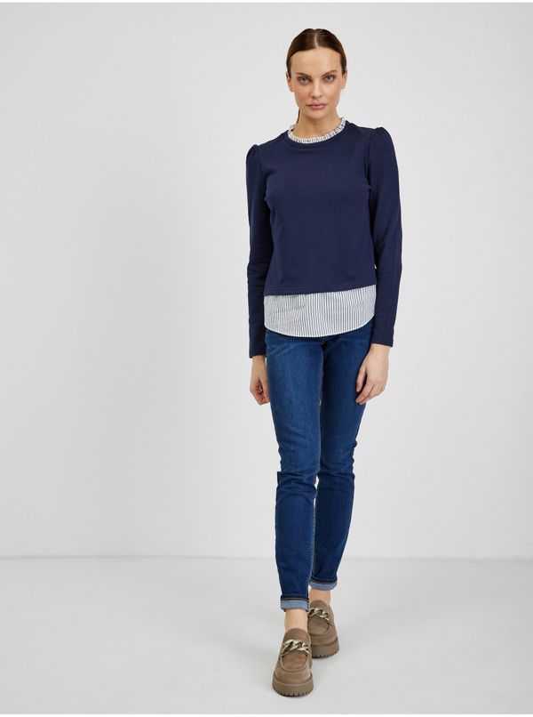 Orsay Orsay Dark blue ladies sweater with shirt insert - Women