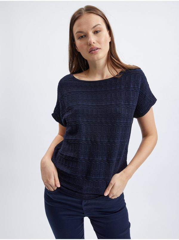 Orsay Orsay Dark blue ladies sweater with short sleeves - Women