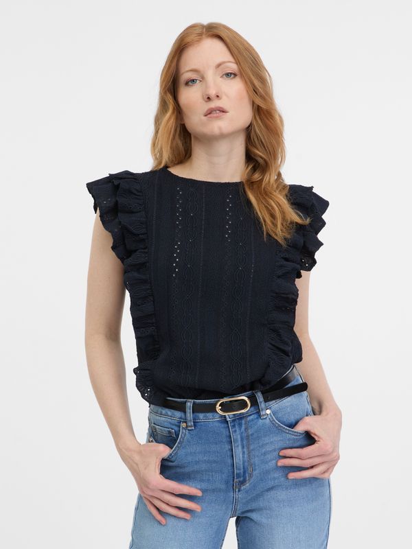 Orsay Orsay Dark blue Ladies T-shirt with frills - Women