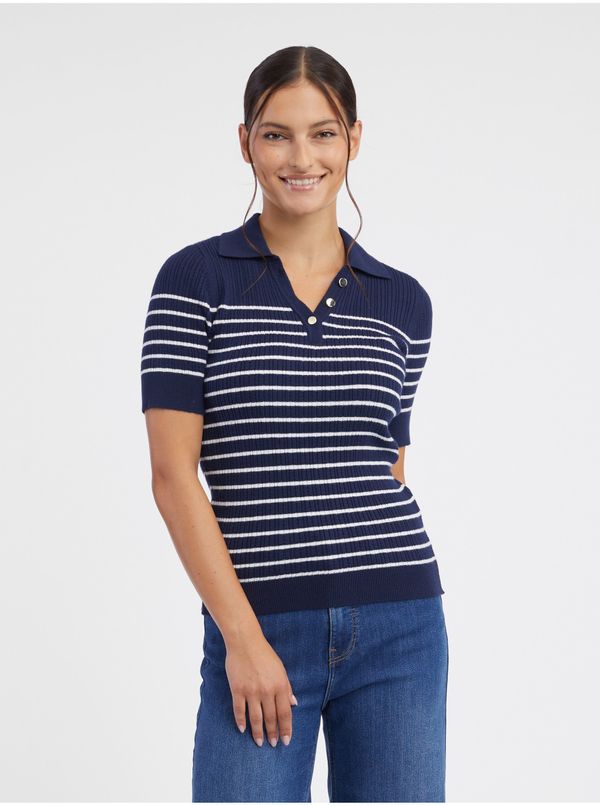 Orsay Orsay Dark Blue Women Striped Knitted Polo T-Shirt - Women