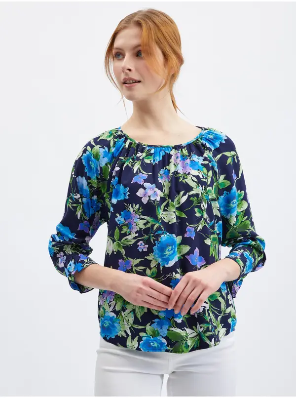 Orsay Orsay Dark blue women's floral blouse - Women