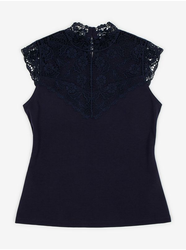 Orsay Orsay Dark blue women's T-shirt with lace detail - Women