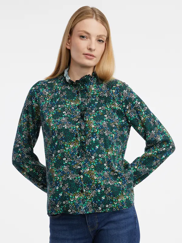 Orsay Orsay Dark Green Women's Floral Blouse - Women's