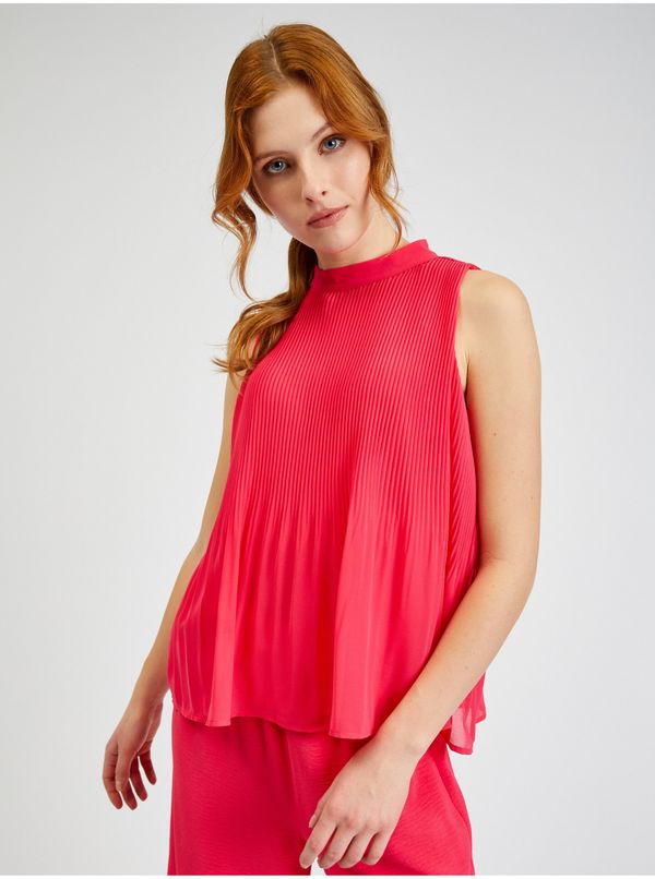 Orsay Orsay Dark pink Ladies Pleated Blouse - Ladies